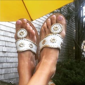 Jack Rogers White Metallic Shoes